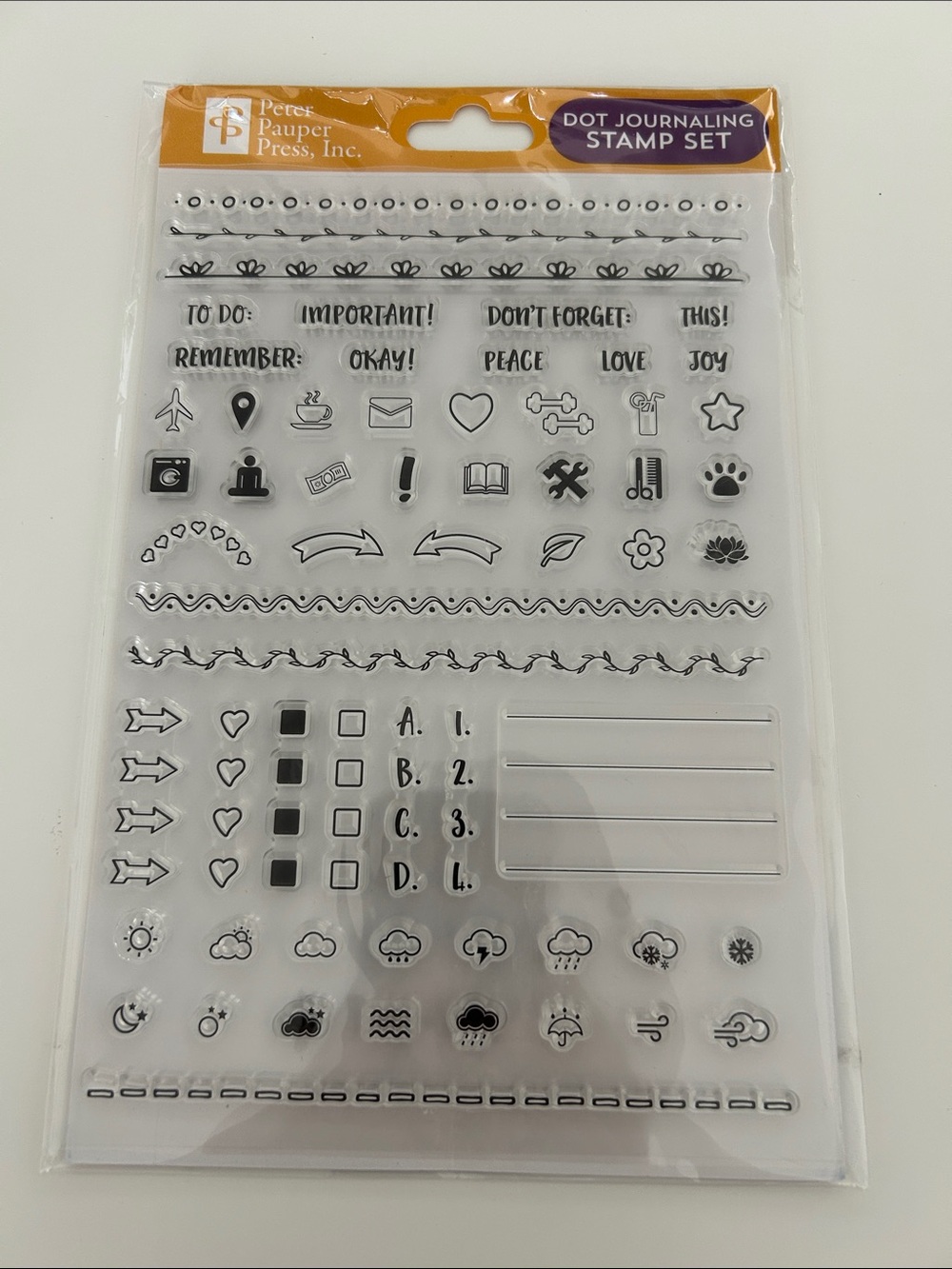 Peter Pauper Press Dot Journaling Stamp Set - Black Icons